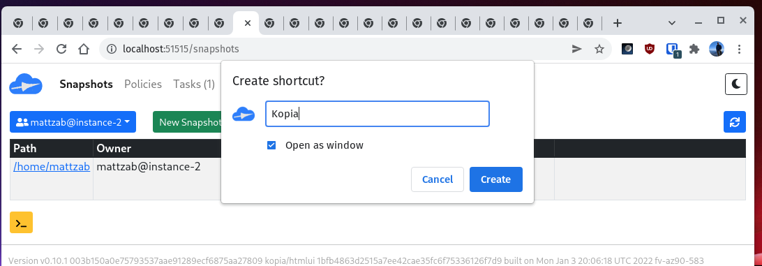Kopia, infrastructure automation, Backup tool