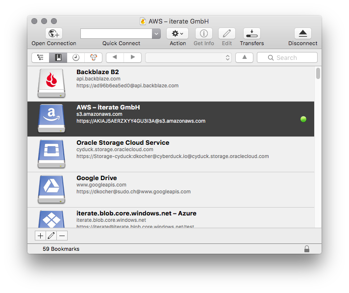 Cyberduck, Cyberduck configuration, restore testing